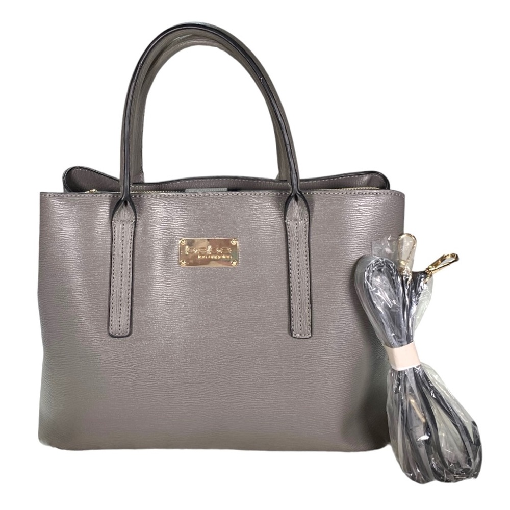🎉4x Host Pick!🎉 Bebe gray tote bag gold includes removable shoulder strap NWOT - Picture 2 of 16